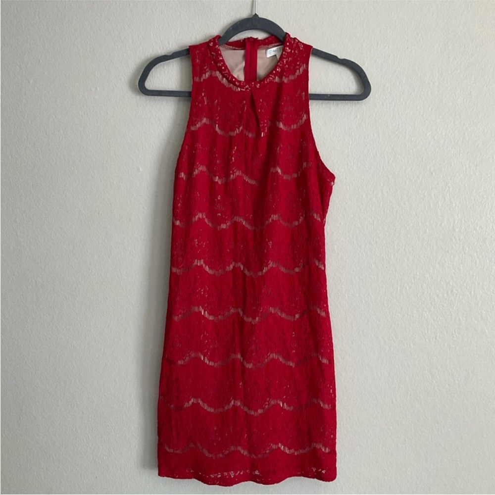 Love, Fire Red Lace Bodycon Sleeveless Mini Dress✨